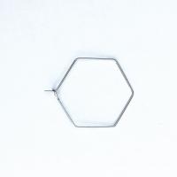 Stainless Steel Hoop Earring Component, Hexagon, plated & hollow 