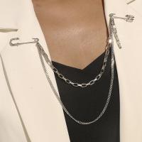 alliage de zinc Collier broche chaîne, Placage, bijoux de mode & pour femme, argent Vendu par PC