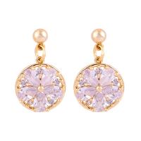 Cubic Zircon Brass Earring, fashion jewelry & for woman & with cubic zirconia 