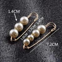 Zinc Alloy Safety Pin, with Plastic Pearl, fashion jewelry & for woman 