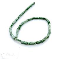 Grüner Tupfen Stein Perlen, grüner Punkt Stein, Rechteck, poliert, DIY, grün, 4x13mm, 29PCs/Strang, verkauft von Strang