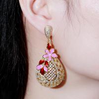 Cubic Zirconia Micro Pave Brass Earring, with Cubic Zirconia, fashion jewelry 6cm 