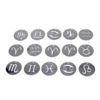 Stainless Steel Pendants, 12 Signs of the Zodiac, plated & DIY 30*30*1mm Approx 1mm 