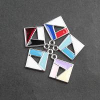 Emaille Acryl Anhänger, Quadrat, unterschiedliche Farbe und Muster für die Wahl & DIY, keine, 27*23*2mm, Bohrung:ca. 3mm, verkauft von PC