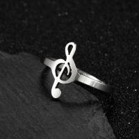 Stainless Steel Open Finger Ring, Music Note, plated, Adjustable & fashion jewelry & for woman 