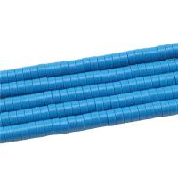 Bolas turquesas sintéticos, Turquesa sintético, Redondo aplanado, pulido, Bricolaje, azul, 3x6mm, Vendido por Sarta
