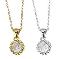 Cubic Zircon Micro Pave Brass Necklace, with stainless steel chain, with 1.5 inch extender chain, plated, micro pave cubic zirconia & for woman 1.2mm Approx 17 Inch 