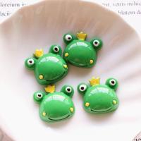 Mobile Phone DIY Decoration, Resin, Frog, hand drawing, green 