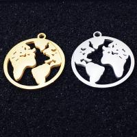 Stainless Steel Pendants, 304 Stainless Steel, Globe, plated, map design & DIY & hollow 22*25MM 
