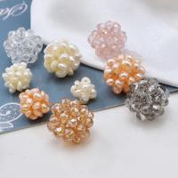 Ball Cluster Cultured Pearl Beads, Freshwater Pearl, with Crystal, DIY 