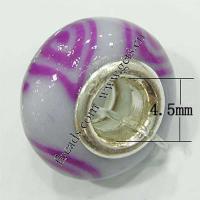 European Porcelain Beads , Rondelle, sterling silver double core without troll, purple Approx 4.5mm 