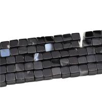 Natural Black Agate Beads,  Square, polished, DIY, black 