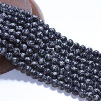 Schneeflocke Obsidian Perlen, rund, poliert, DIY & verschiedene Größen vorhanden, schwarz, verkauft von Tasche