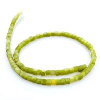Perle aus Olive Jade, Naturstein, Quadrat, poliert, DIY, grün, 4x5mm, 86PCs/Strang, verkauft von Strang