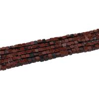 Abalorios de Obsidiana Caoba, Cuadrado, pulido, Bricolaje, roja alheña, 4x4mm, 86PCs/Sarta, Vendido por Sarta