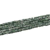 Grüner Tupfen Stein Perlen, grüner Punkt Stein, Quadrat, poliert, DIY, grün, 4x4mm, 86PCs/Strang, verkauft von Strang