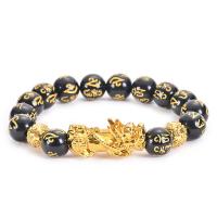 Om Mani Padme Hum Bracelet, Obsidian, with Natural Stone, fashion jewelry 