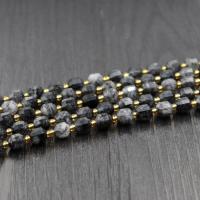 Rutilquarz Perlen, Schwarzer Rutilquarz, poliert, DIY & verschiedene Größen vorhanden & facettierte, schwarz, verkauft von Strang