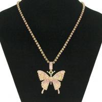 Rhinestone Zinc Alloy Necklace, plated, for woman & with rhinestone .96 Inch 