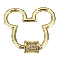 Fashion Carabiner Key Ring, Brass, gold color plated, micro pave cubic zirconia 