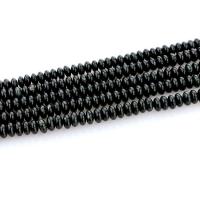 Schwarzer Stein Perle, Abakus,Rechenbrett, poliert, DIY, schwarz, 2x4mm, 106PCs/Strang, verkauft von Strang