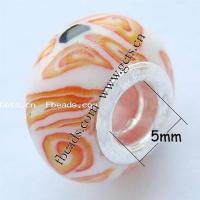 European Porcelain Beads , Rondelle, sterling silver double core without troll Approx 5mm 