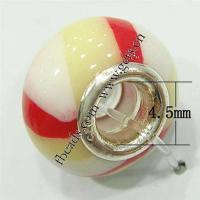 European Porcelain Beads , Rondelle, sterling silver double core without troll & stripe Approx 4.5mm 