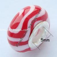 European Porcelain Beads , Rondelle, sterling silver double core without troll & stripe Approx 5mm 