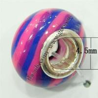 European Porcelain Beads , Rondelle, sterling silver double core without troll, multi-colored Approx 4.5mm 