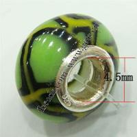 European Porcelain Beads , Rondelle, sterling silver double core without troll, green Approx 4.5mm 