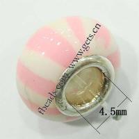 European Porcelain Beads , Rondelle, sterling silver double core without troll & two tone & stripe, pink Approx 4.5mm 