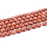 Rote Jaspis Perle, Roter Jaspis, flache Runde, poliert, DIY & verschiedene Größen vorhanden, verkauft von Strang