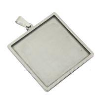 Stainless Steel Pendant Setting, Square original color Approx 