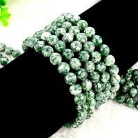 Perles en pierres aux taches vertes, Pierre de tache vert, Rond, poli, DIY & normes différentes pour le choix, vert, Vendu par brin