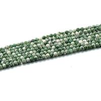 Perles en pierres aux taches vertes, Pierre de tache vert, Rond, poli, DIY, vert, 3mm, Vendu par brin