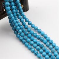 Perles en Turquoise naturelle, Noir Veine Turquoise, Rond, poli, DIY & normes différentes pour le choix, Vendu par brin
