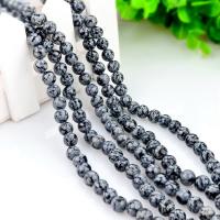 Schneeflocke Obsidian Perlen, rund, poliert, DIY & verschiedene Größen vorhanden, verkauft von Strang