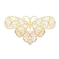 Brass Hair Accessories DIY Findings, Butterfly, gold color plated 