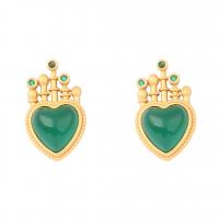 Glass Brass Pendants, with Glass, Heart, plated, DIY, green, 26.5*15.5*6.5mm 