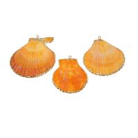 Natural Seashell Pendant, Trumpet Shell, plated, DIY, golden yellow, 42*48*13mm 