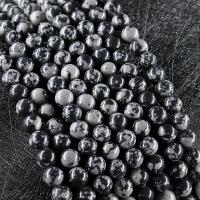 Schneeflocke Obsidian Perlen, rund, poliert, DIY & verschiedene Größen vorhanden, schwarz, verkauft von Strang