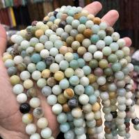 Amazonit Schwarz Gold Perlen, rund, poliert, DIY & verschiedene Größen vorhanden, verkauft von Strang