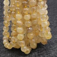 Rutilquarz Perlen, Rutilated Quarz, rund, poliert, DIY & verschiedene Größen vorhanden, goldgelb, verkauft von Strang