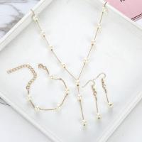 Fashion Zinc Alloy Jewelry Sets, bracelet & earring & necklace, plated, three pieces & for woman 