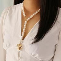 CCB ожерелье ювелирные изделия, Пластик с медным покрытием, Сердце, Другое покрытие, ювелирные изделия моды & Женский, белый, длина:56 см, продается Strand