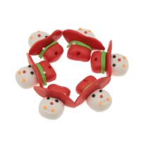 Polymer Clay Jewelry Pendants, Snowman, Christmas Design & DIY, red, 20*25*11mm 