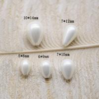 Half Drilled Shell Beads, South Sea Shell, Teardrop, DIY & half-drilled, white 