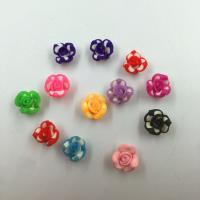 Flower Polymer Clay Beads, DIY & with letter pattern & enamel, multi-colored, 10mm 