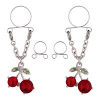 Stainless Steel Nipple Ring, with Cubic Zirconia, fashion jewelry, red 