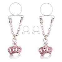 Stainless Steel Nipple Ring, with Rhinestone, fashion jewelry & Unisex, pink 